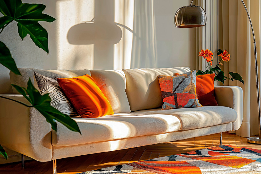 Ein Wohnzimmer mit viel Tageslicht.